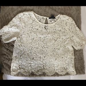 White Lacy Overlay Top